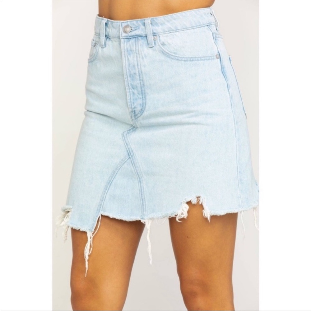 Free People We The Free Tidal Wave Blue Going Rogue Denim Skirt